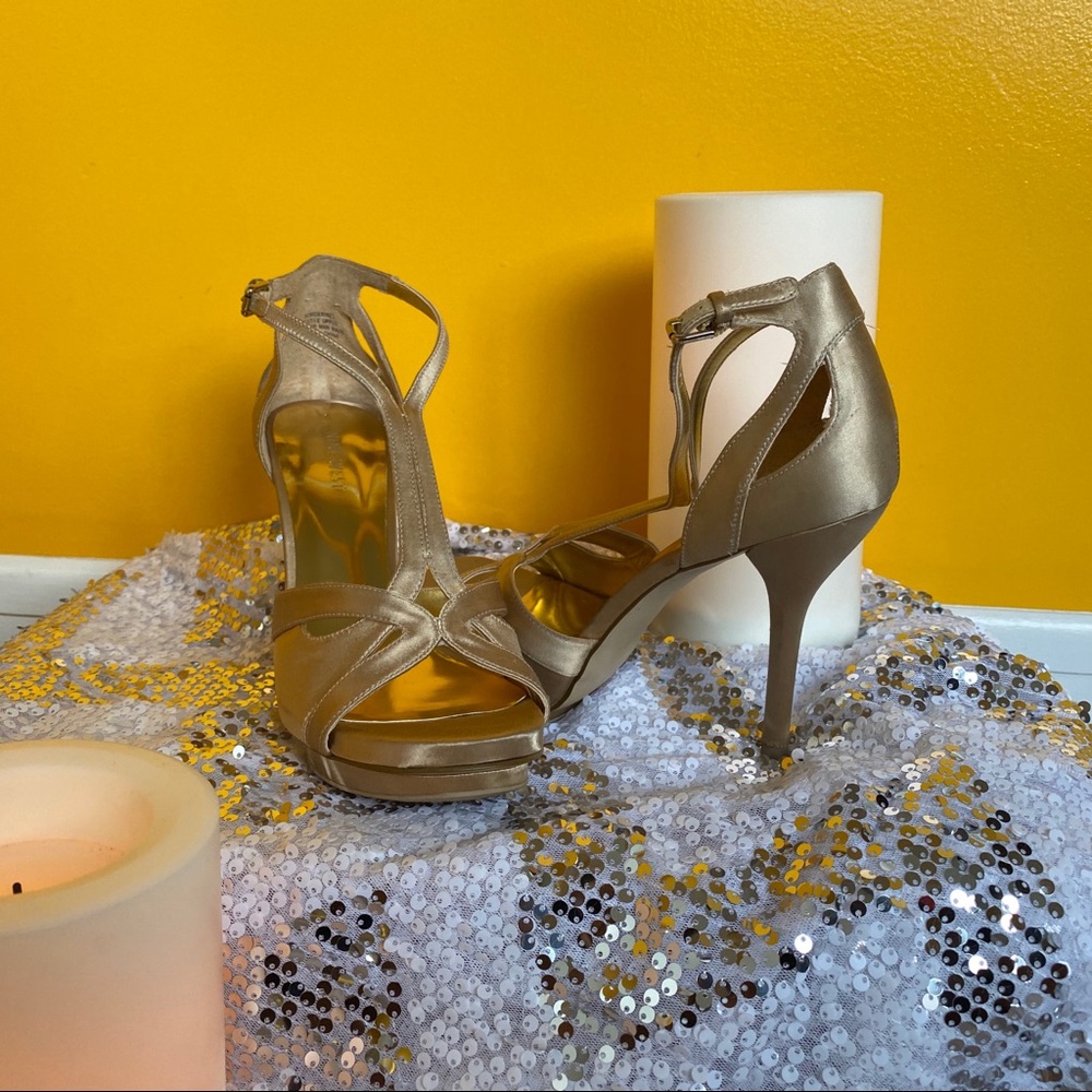 Gold Strappy Nine West Heels